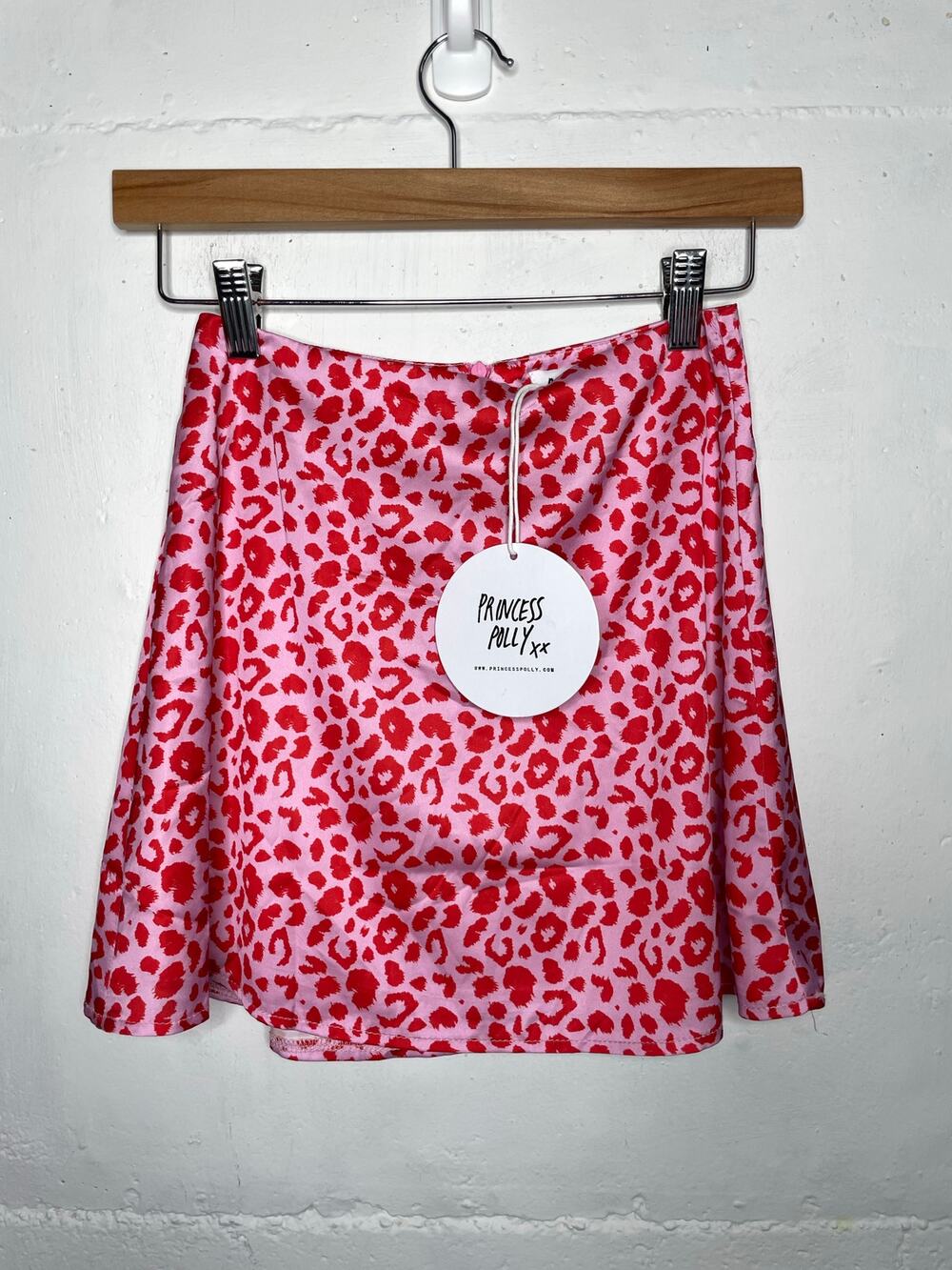 NEW Princess Polly Quinny Mini Skirt Pink Red Cheetah Mini Skirt US 0